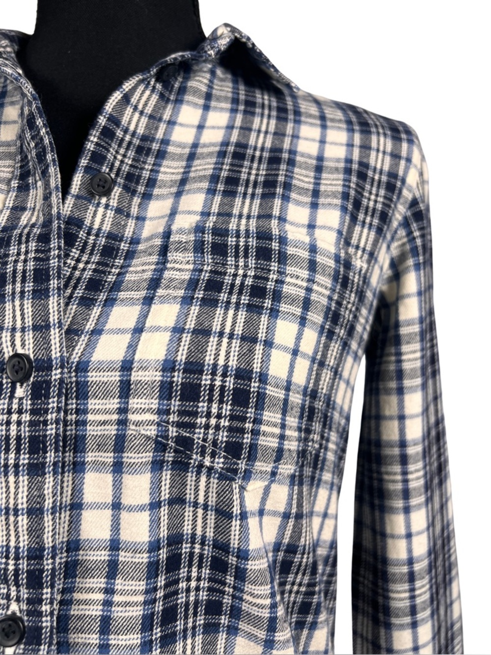 Madewell Blue and White Plaid Button Down Shirt, Size XS - Picture 3 of 9